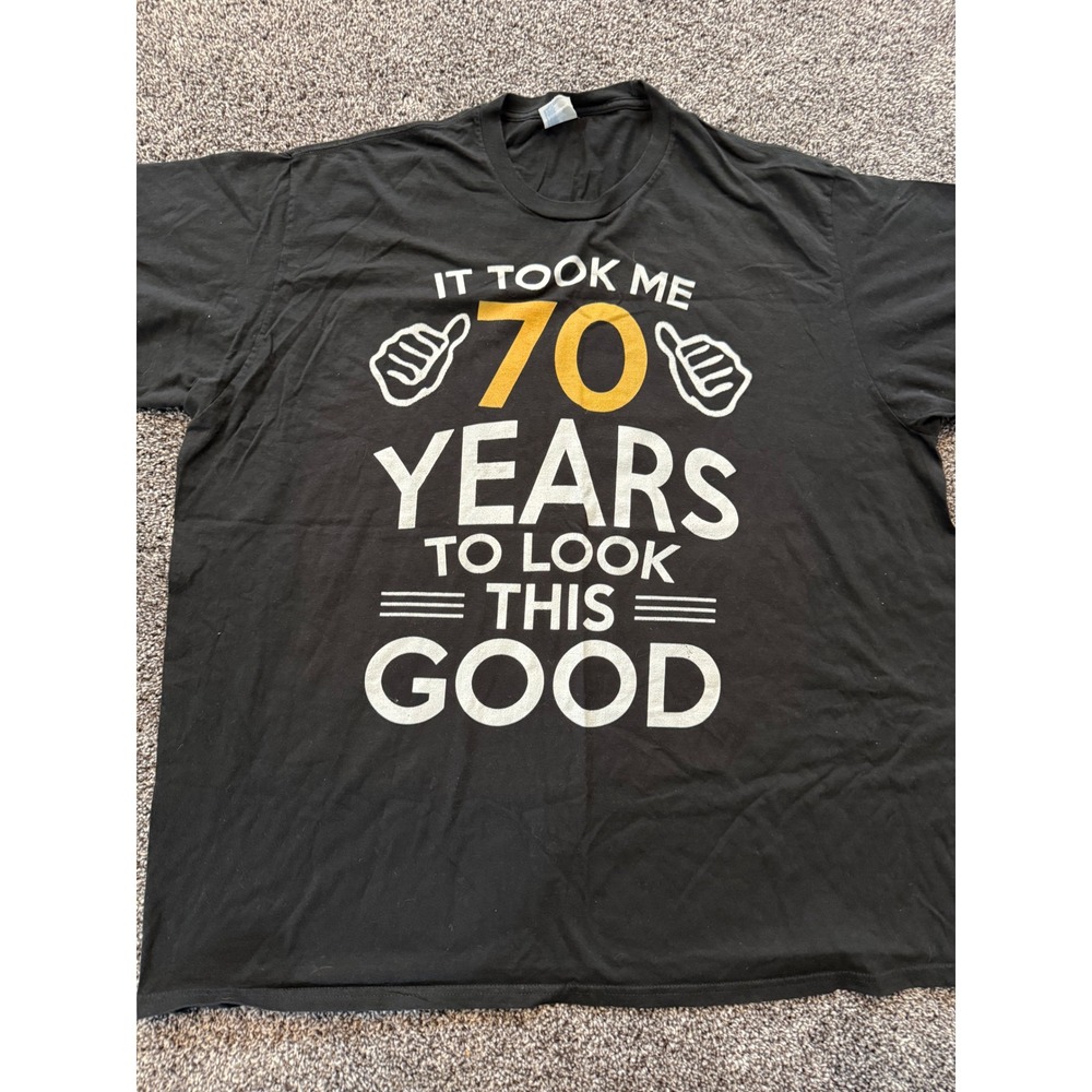 Port & Company 70th Birthday Graphic T-Shirt Mens 3XL Black 70 Years Old Tee